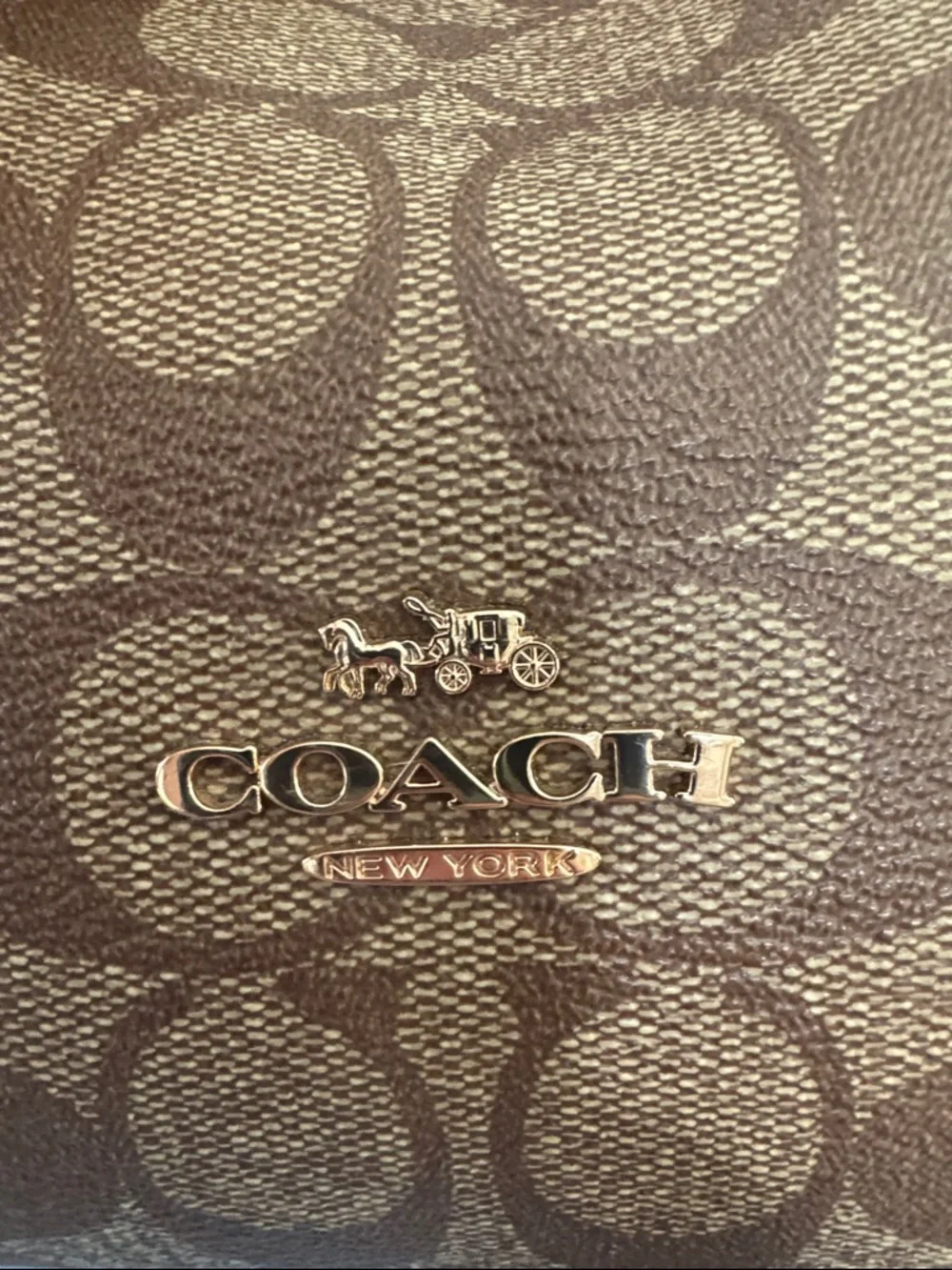 Coach Kristy Signature Canvas Shoulder Bag with White Panels & Snakeskin Trim